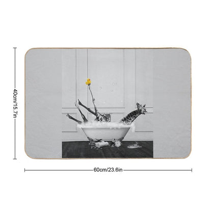 Giraffe on Bathtub Bubble Bath  Slip-Resistant Bath Mat