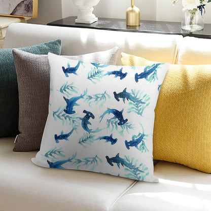 Hammerhead Shark Pattern Soft Luxury Feel Throw Pillow