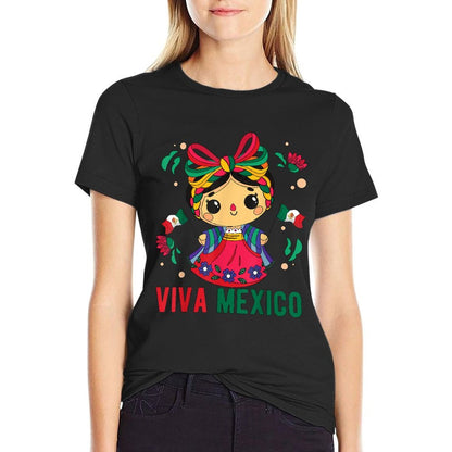 Cute Viva Mexico Girl Mexican Independence Day Kids Toddler  Durable T-Shirt