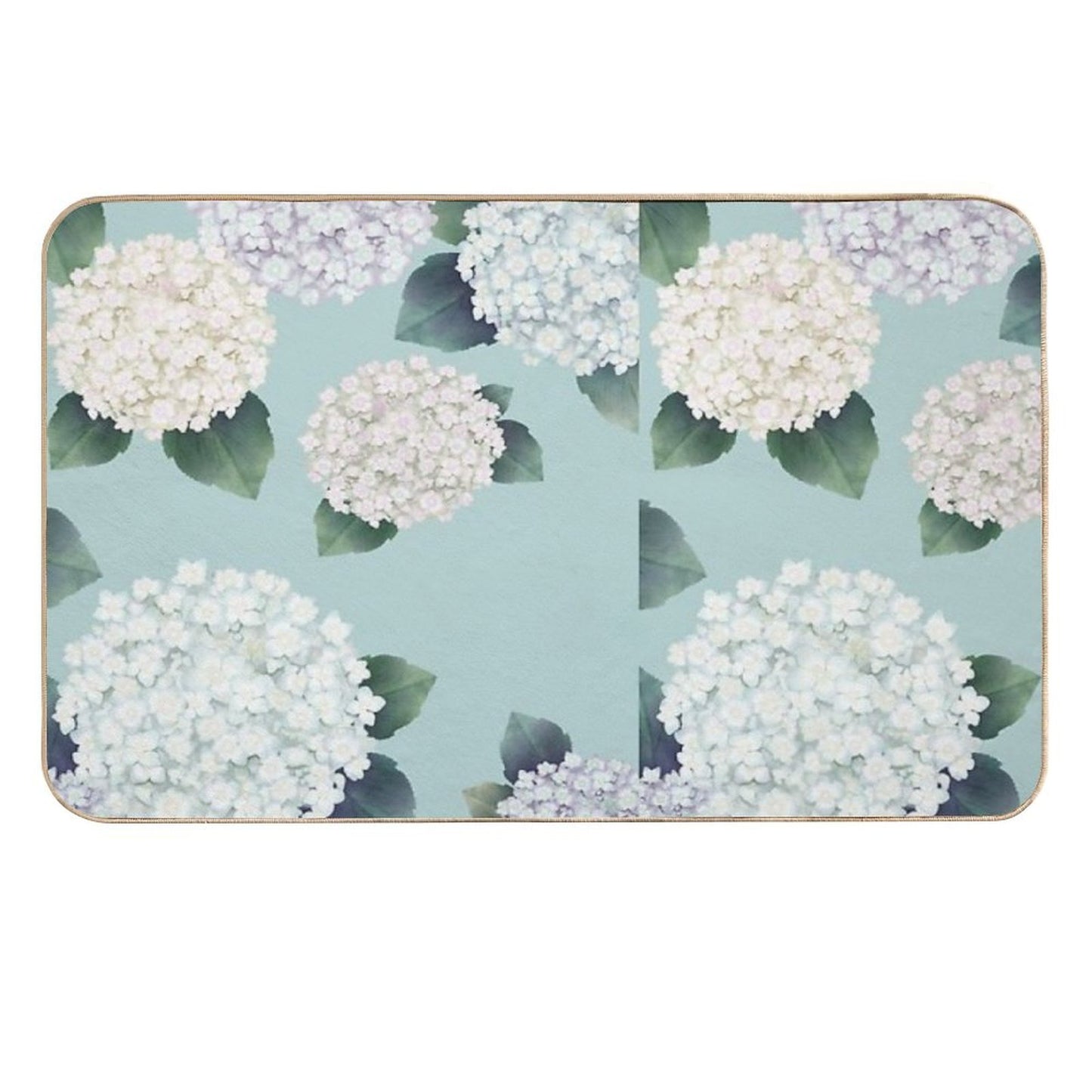 Summer Day, Watercolor White Flower Art, Korean Design  Fade-Resistant Bath Mat