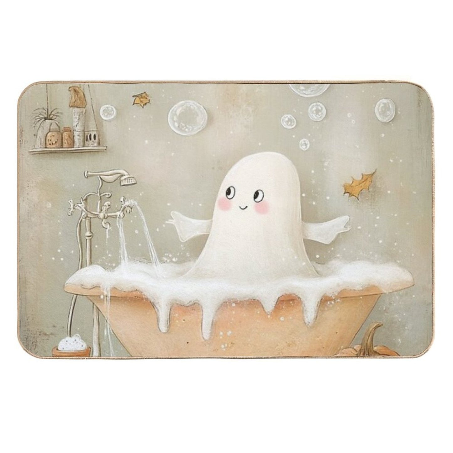 Cute Ghost Take A Bath  Toxin-Free Bath Mat