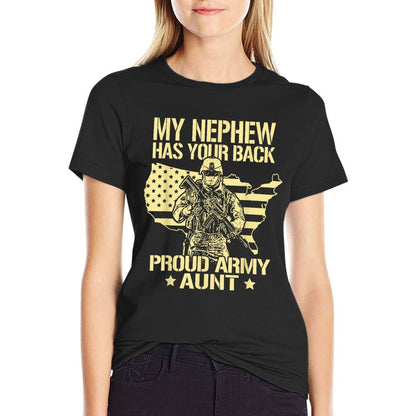 Greenlight Idea I Love My Soldiers My Nephew Has Your Back Proud Army Aunt Military Auntie Gift  Polyester Blend T-Shirt