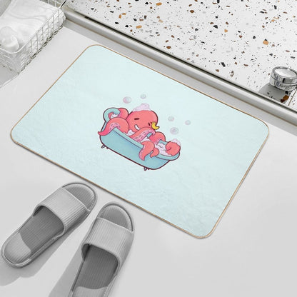 Cute Octopus Taking A Bath with Rubber Duck Durable Bath Mat