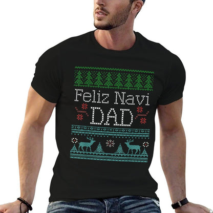 Christmas Feliz Navi Dad Xmas Pun  Rolled Sleeves T-Shirt