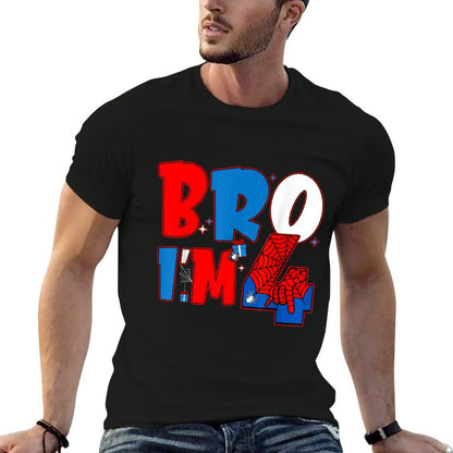 Bro I’m 4 Spider Theme Party Boy Birthday 4th Years Old  Versatile T-Shirt
