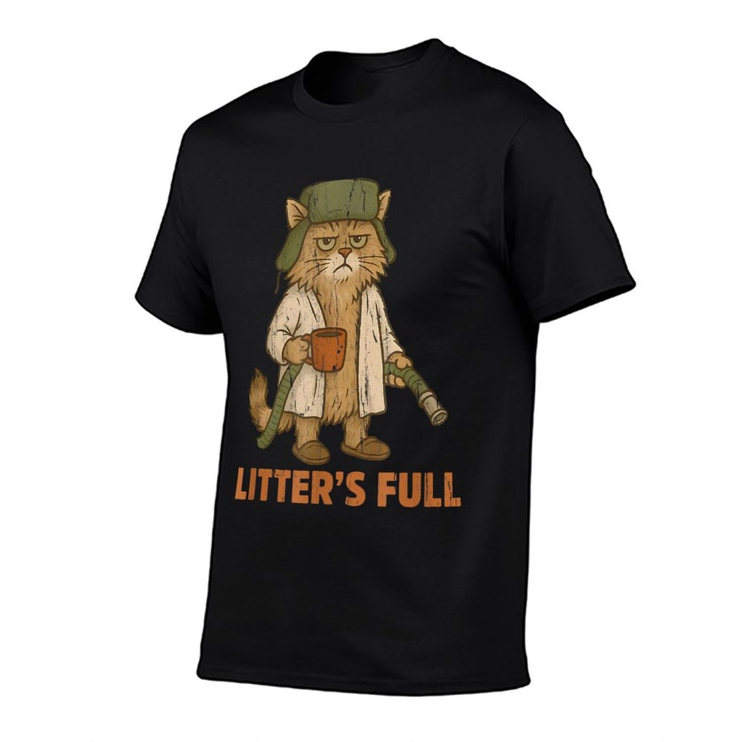 Litters Full, Christmas Vacation Cat  Heathered Texture T-Shirt