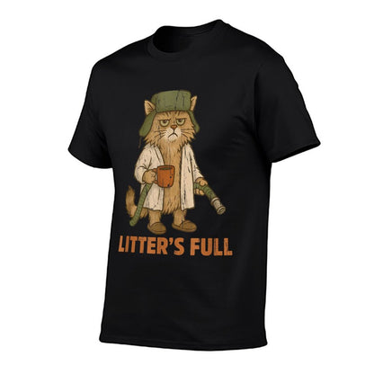 Litters Full, Christmas Vacation Cat  Heathered Texture T-Shirt