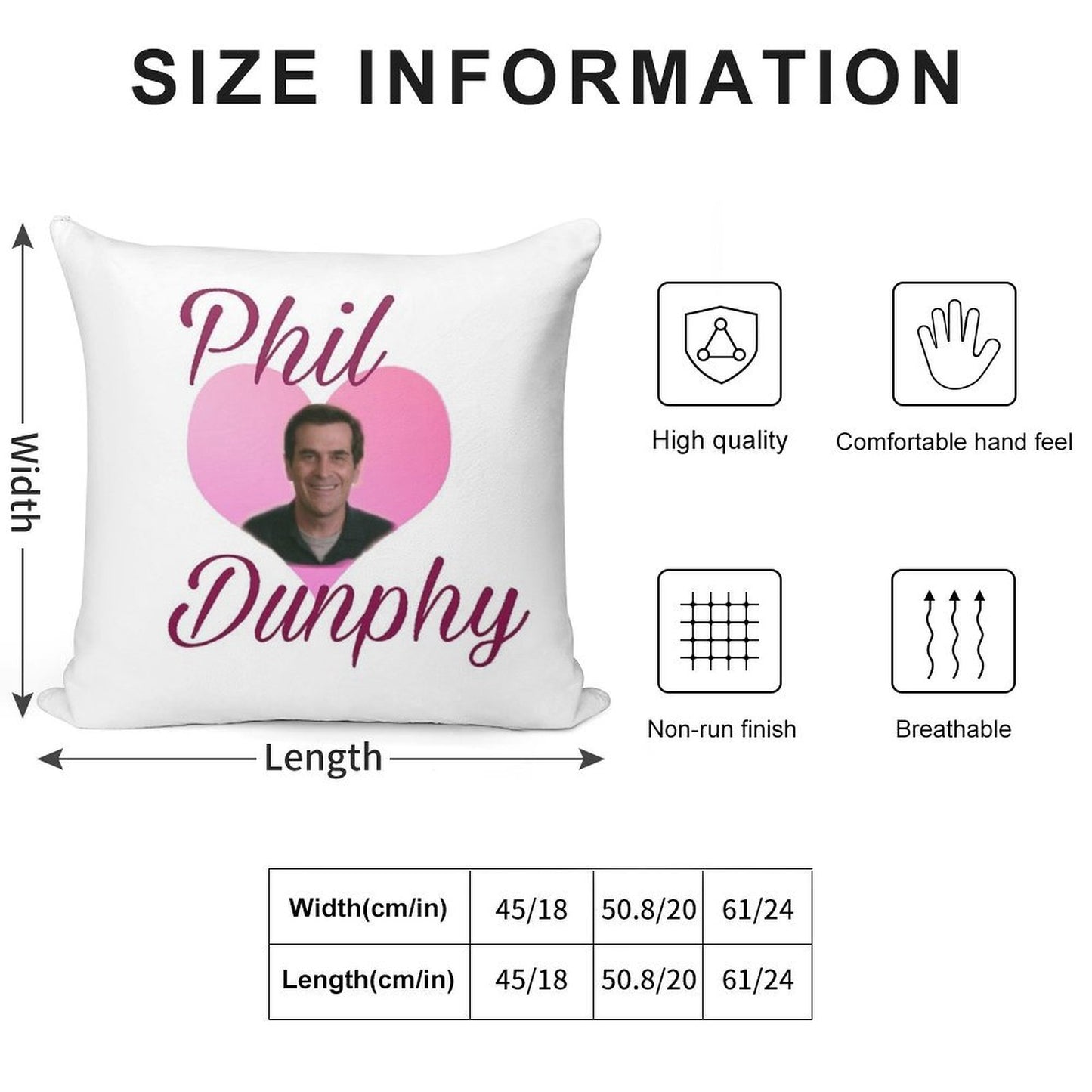 Modern Family Phil Dunphy Heart Meme Soft Home Decor Throw Pillow