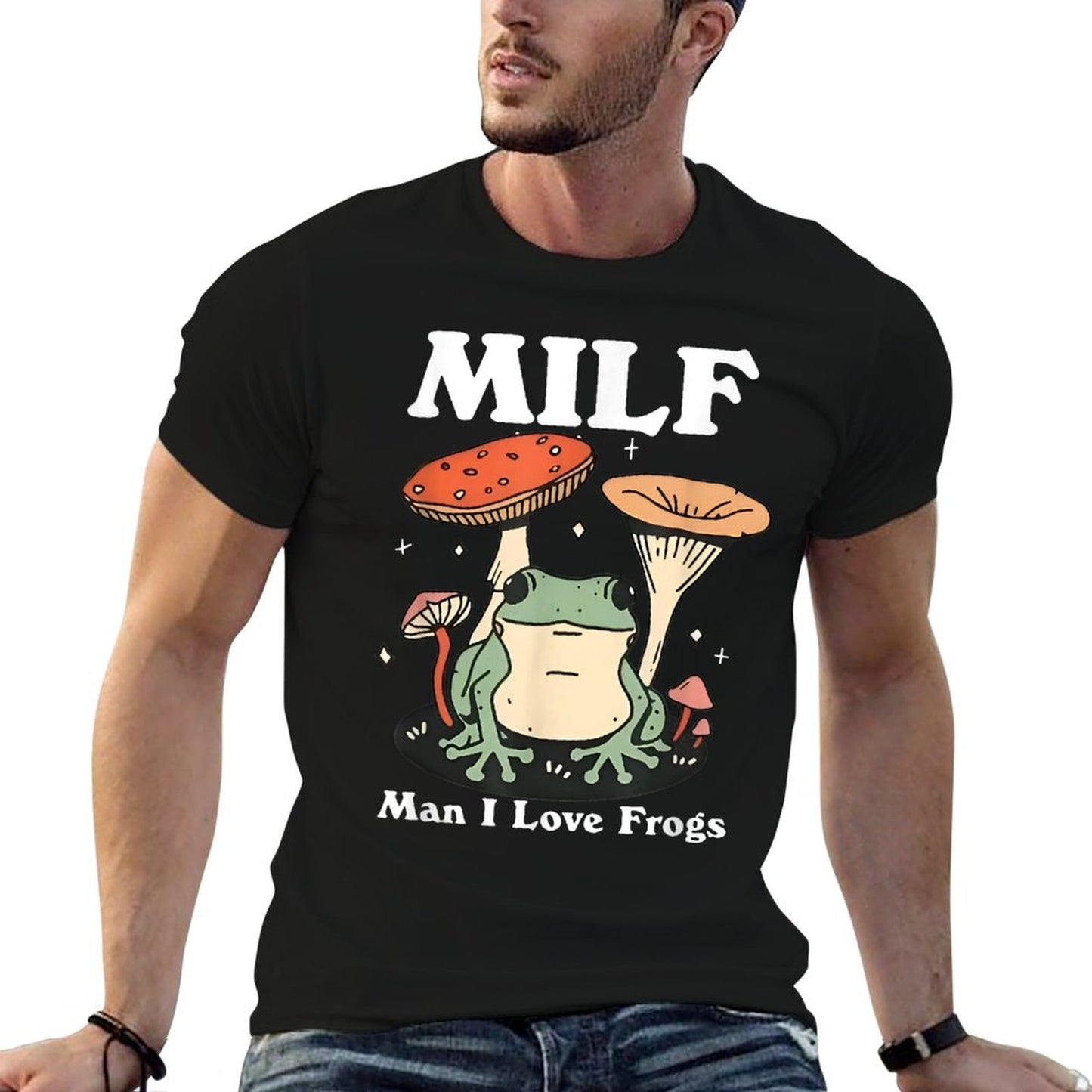 MILF Man I Love Frogs Vintage Retro Frog And Mushroom Funny  Quick-drying T-Shirt
