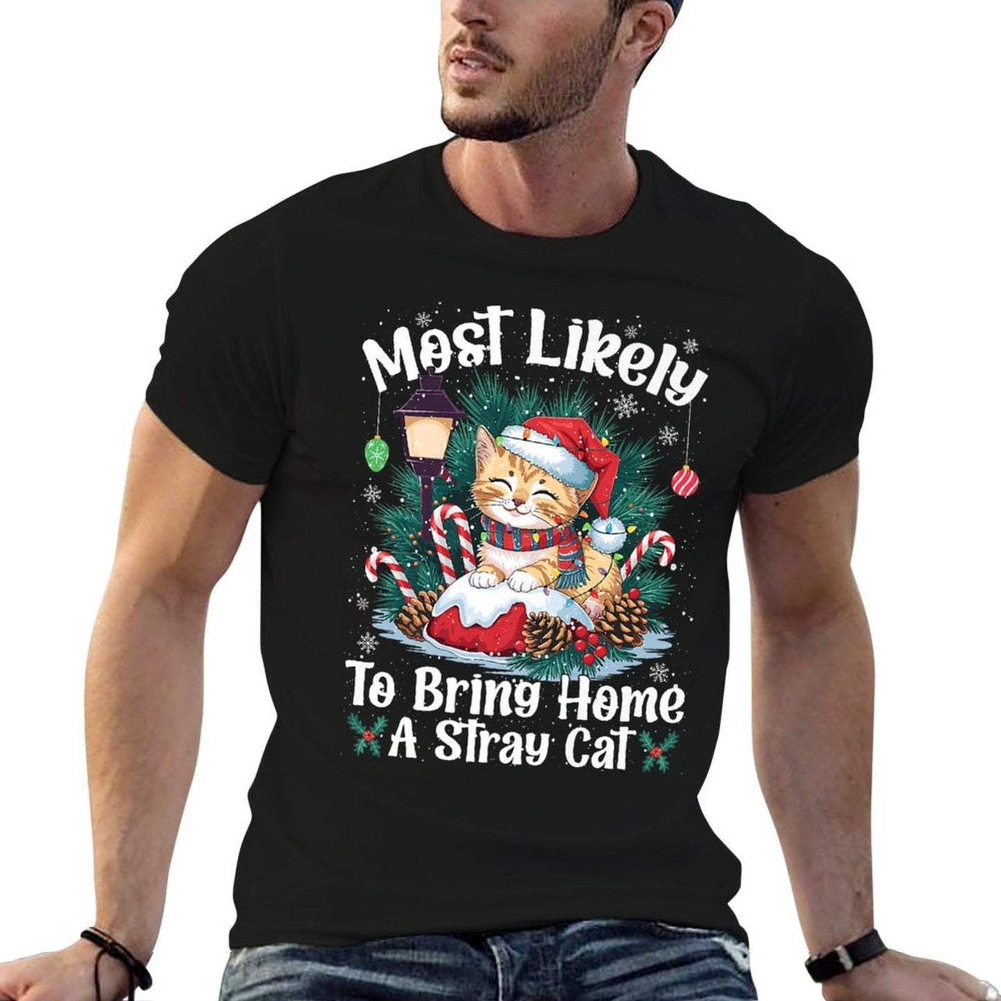 Most Likely To Bring Home A Stray Cat Christmas Pajamas Premium  Vintage-inspired T-Shirt