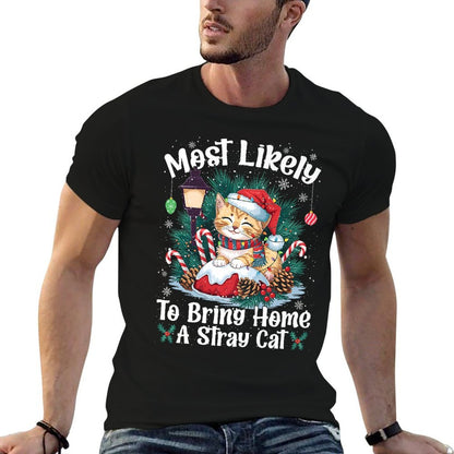 Most Likely To Bring Home A Stray Cat Christmas Pajamas Premium  Vintage-inspired T-Shirt
