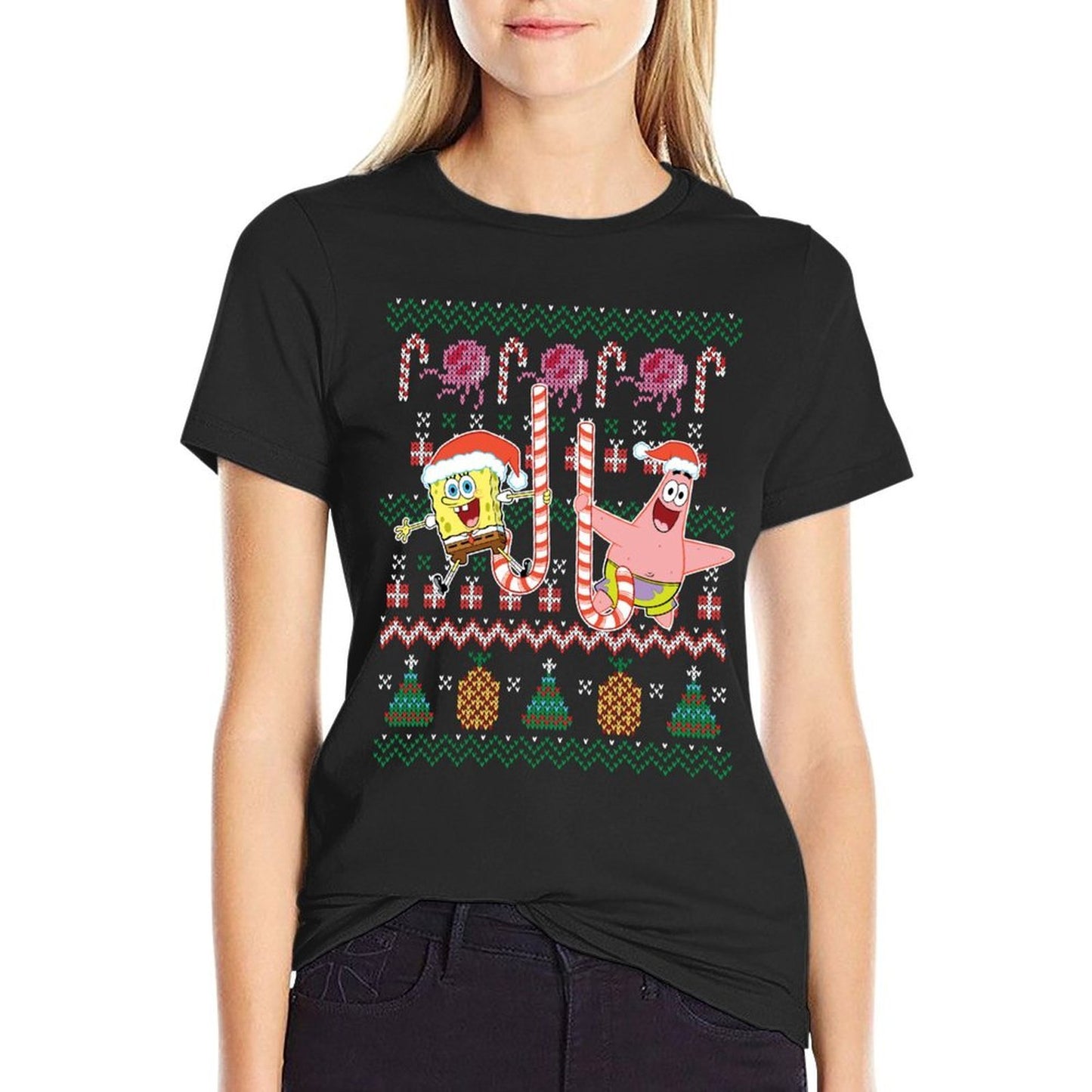 Spongebob And Patrick Star Ugly Xmas Sweater  Relaxed-fit T-Shirt