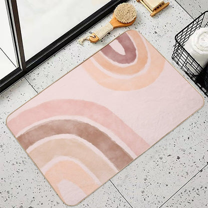 Boho Rainbow Shapes  Easy To Clean Bath Mat
