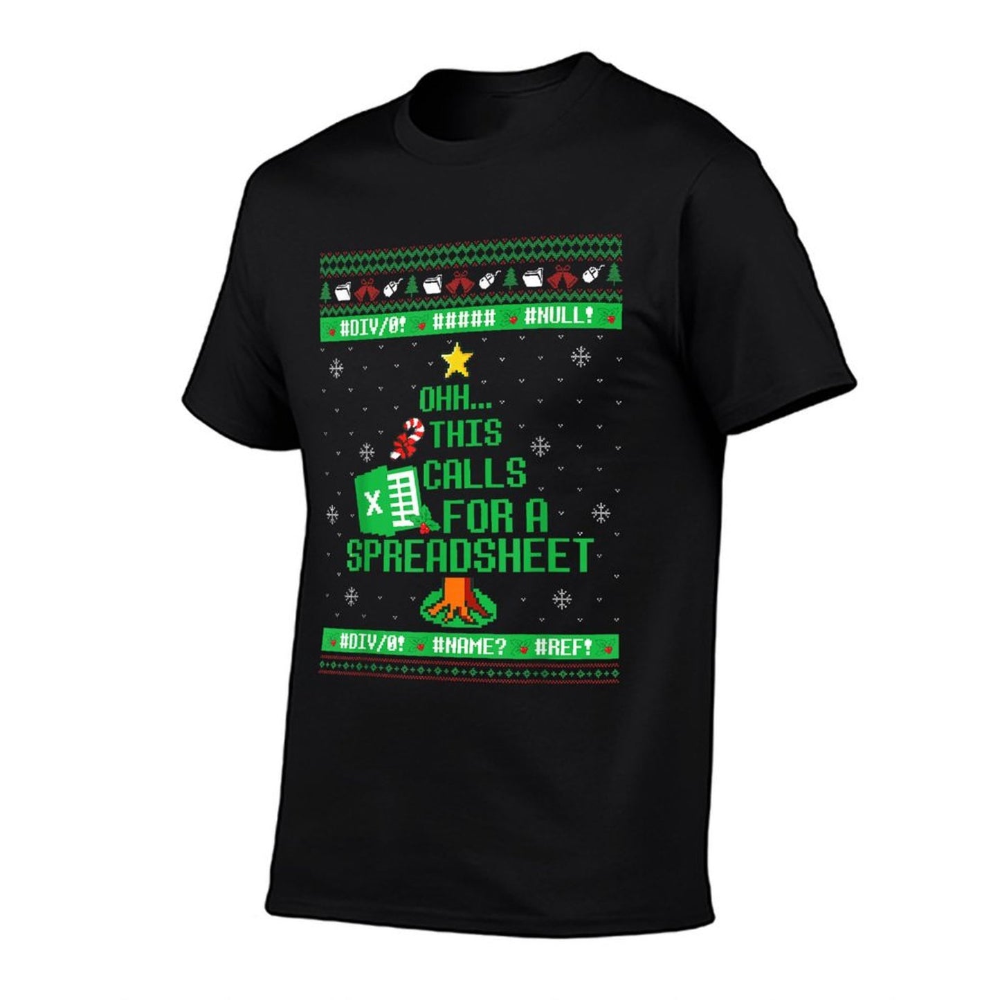 Oh This Calls for A Spreadsheet Christmas Excel Ugly Sweater  Rolled Sleeves T-Shirt