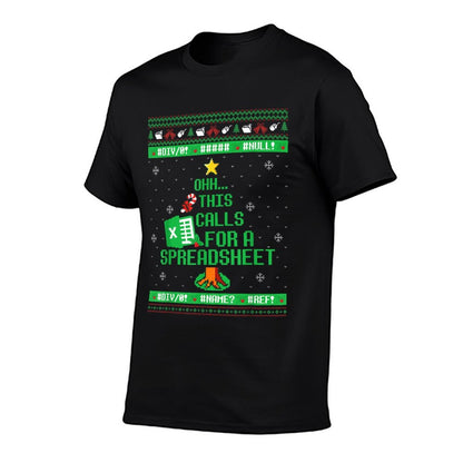 Oh This Calls for A Spreadsheet Christmas Excel Ugly Sweater  Rolled Sleeves T-Shirt