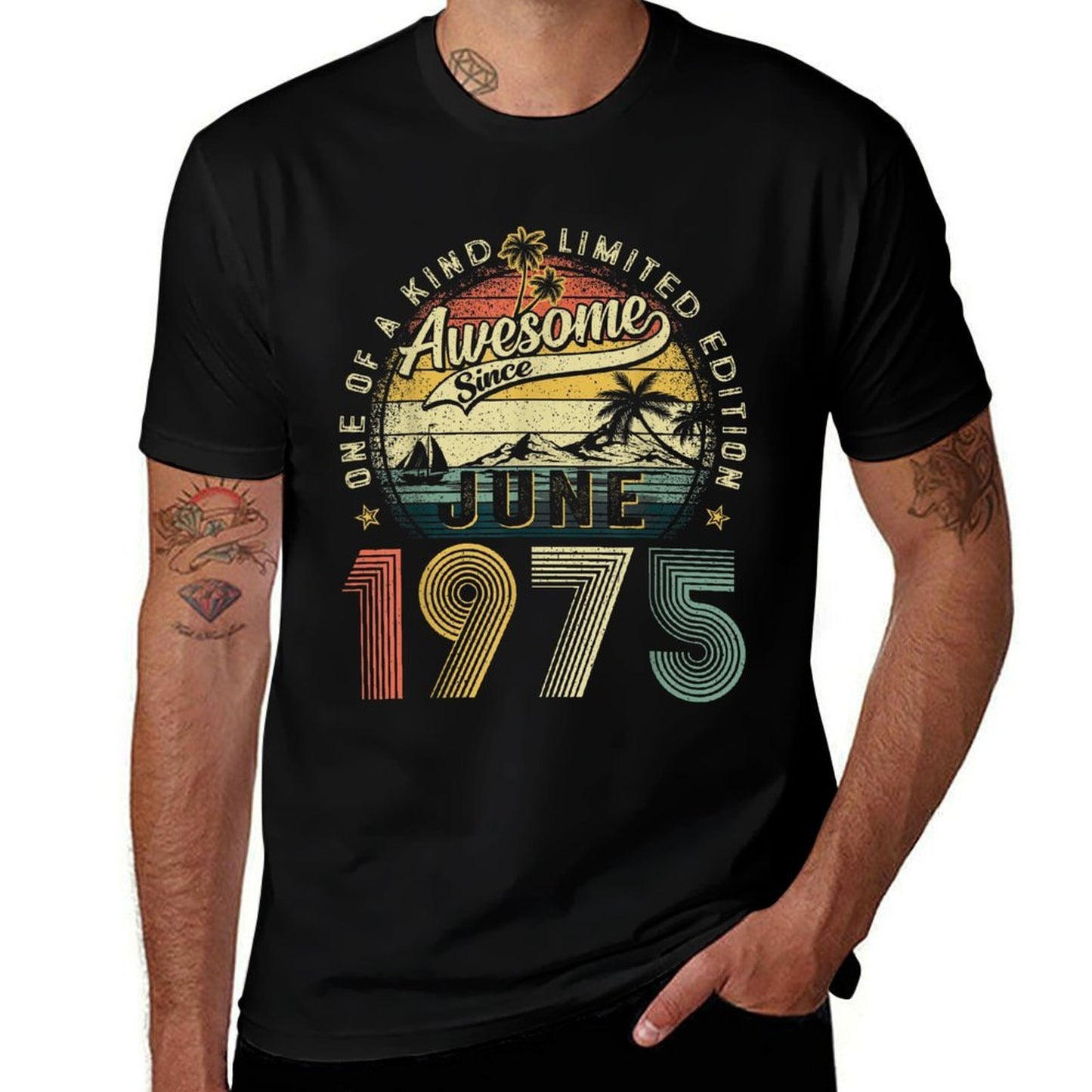 Awesome Since June 1975 Vintage Men Women 50th Birthday Dad  Wrinkle-resistant T-Shirt
