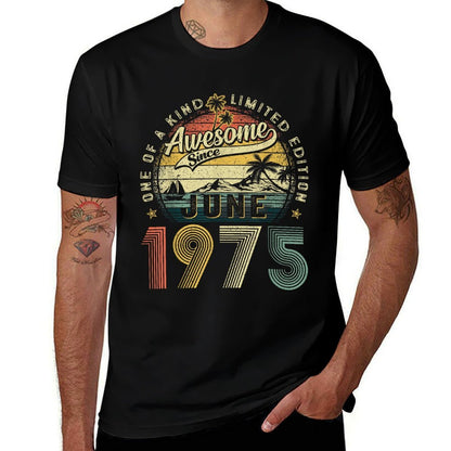 Awesome Since June 1975 Vintage Men Women 50th Birthday Dad  Wrinkle-resistant T-Shirt
