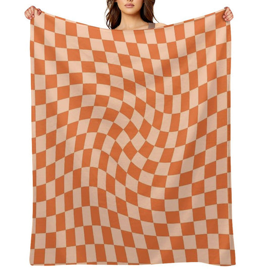 Check IV - Orange Twist Multi-functional Throw Blanket