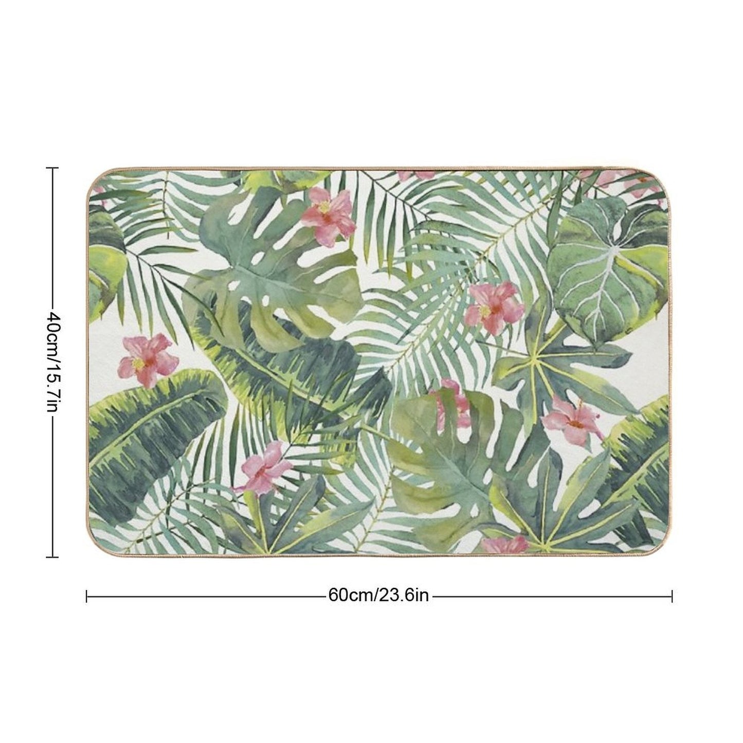 Tropical Leaves Pattern  Easy To Clean Bath Mat