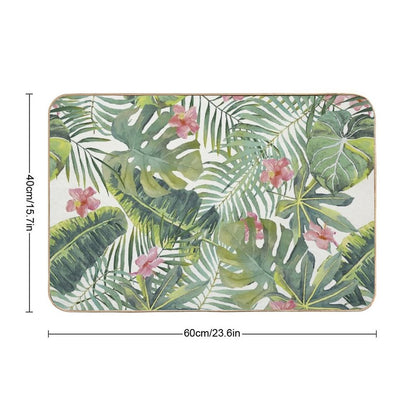Tropical Leaves Pattern  Easy To Clean Bath Mat