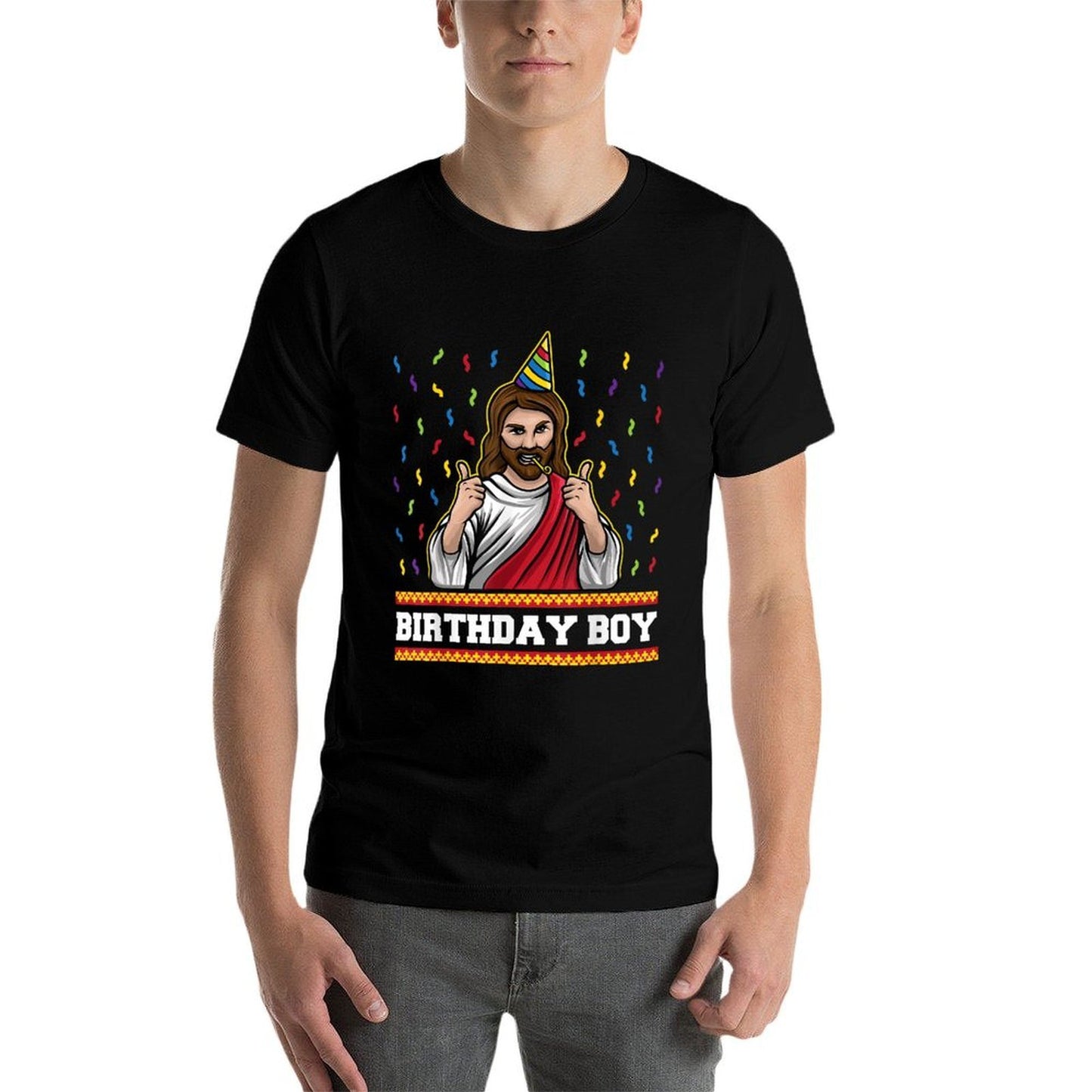 X-Mas Funny Jesus Bday Gifts For Kids  Adults Jesus Birthday Boy Funny Christmas Party Cute Jesus Graphic Black  Oversized Silhouette T-Shirt