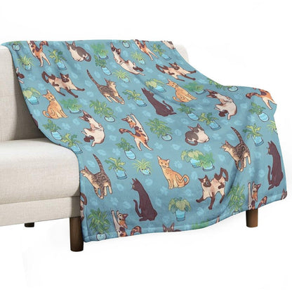 Cozy Michis in Blue Easy Care Throw Blanket