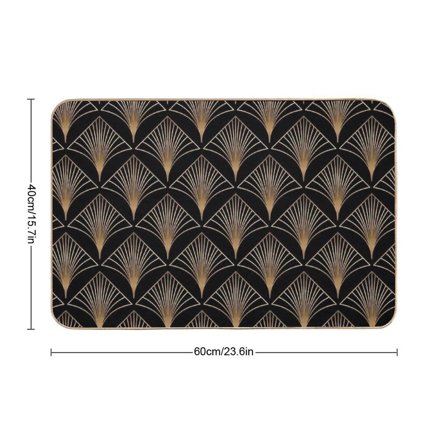 Art Deco Geometric Gold Black Pattern  Anti-Trip Bath Mat
