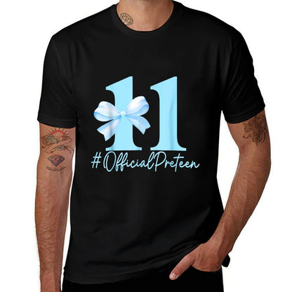 Birthday Girl Blue Coquette Bow 11 Year Old Official Preteen  Stretchy T-Shirt