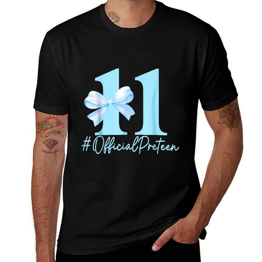 Birthday Girl Blue Coquette Bow 11 Year Old Official Preteen  Stretchy T-Shirt