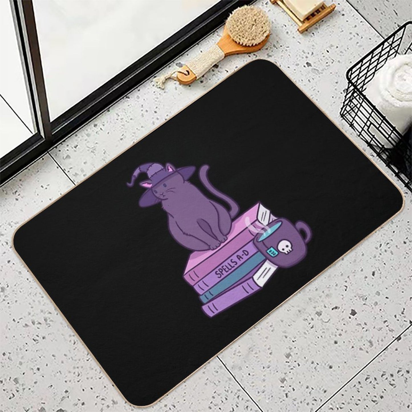 Feline Familiar  Black  Nikury  Anti-Trip Bath Mat