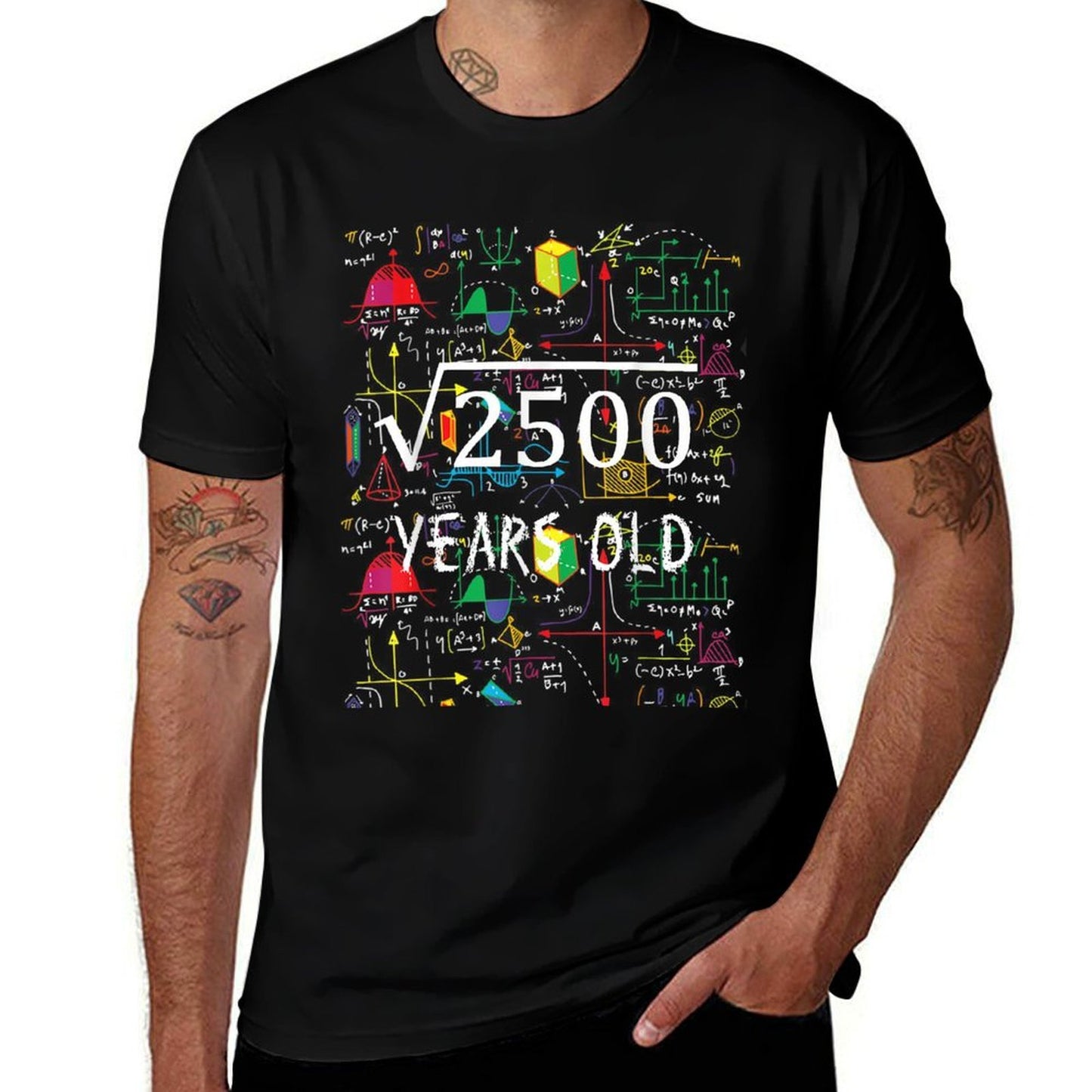 Square Root 50th Birthday Unisex-Adults, Unisex-Kids Black Small Classic Fit Crew Neck  Tagless Design T-Shirt