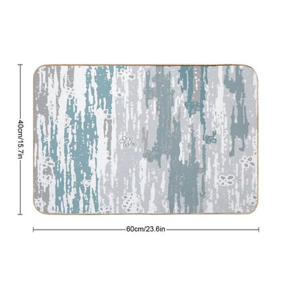 Blue Grey Abstract. Line. Minimal. Stripes. Grey. Blue. White.  Non-Slip Bath Mat