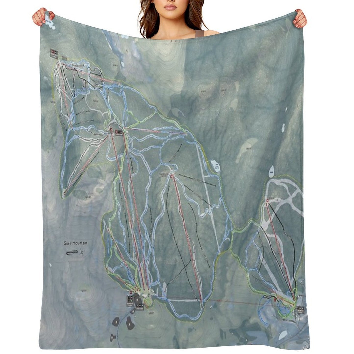 Gore Mountain Resort Trail Map Wrinkle-free Throw Blanket