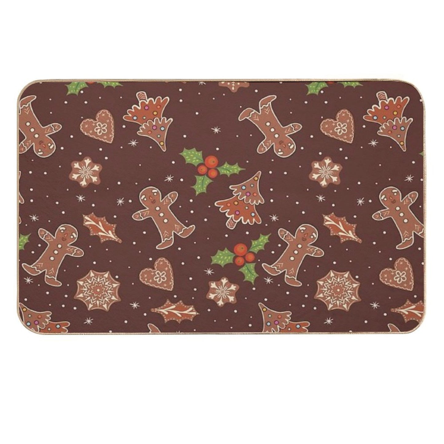 Cute Winter Festive Gingerbread  Non-Slip Bath Mat