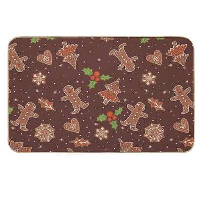Cute Winter Festive Gingerbread  Non-Slip Bath Mat