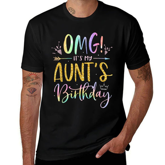 OMG It's My Aunt's Birthday Happy BDay Nephew Niece Tie Dye  Oversized Silhouette T-Shirt