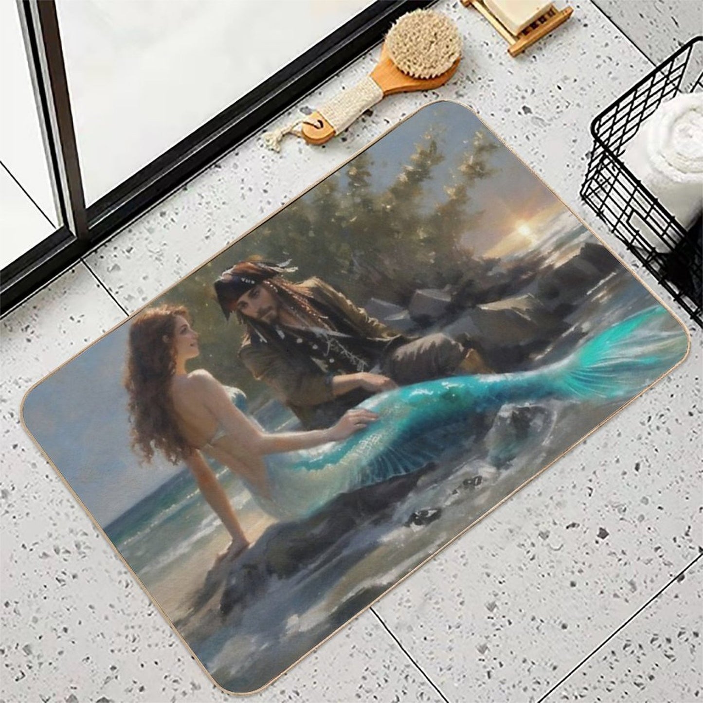 Pirate And Mermaid  Non-Slip Bath Mat