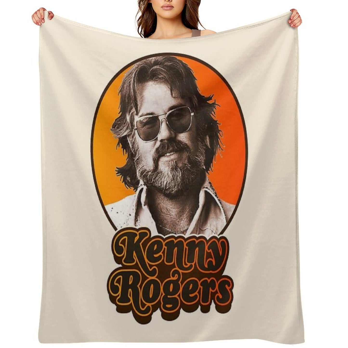 Retro Kenny Rogers Country Tribute Plush Throw Blanket
