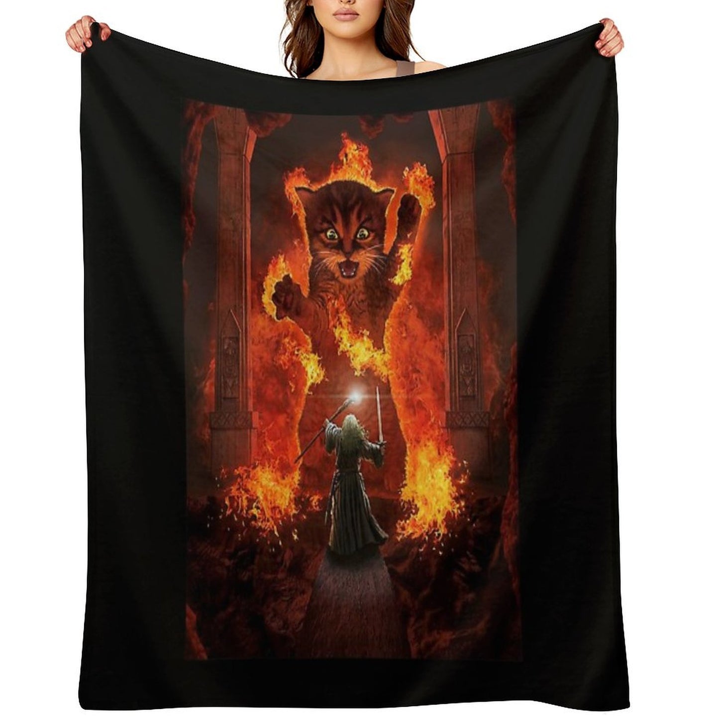 Balrog Cat Shirt TShir Eco-conscious Throw Blanket
