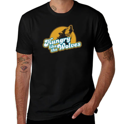 Hungry Like The Wolves Graphic Art T-shirt  Rolled Sleeves T-Shirt
