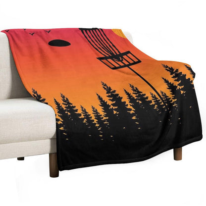 Distressed Disc Golf Frolf Frisbee Player Retro Vintage 70s Travel-friendly Throw Blanket