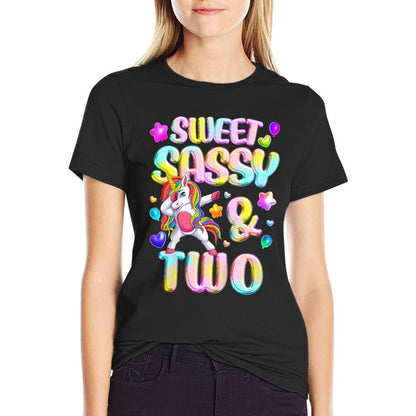 Kids 2nd Birthday Girl Sweet Sassy And Two 2 Years Old Girls  Classic T-Shirt