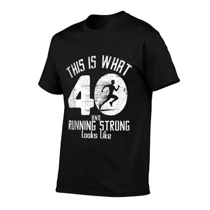 Funny Running 40th Birthday 40 Years Old I Love Running, Run  Ribbed Collar T-Shirt