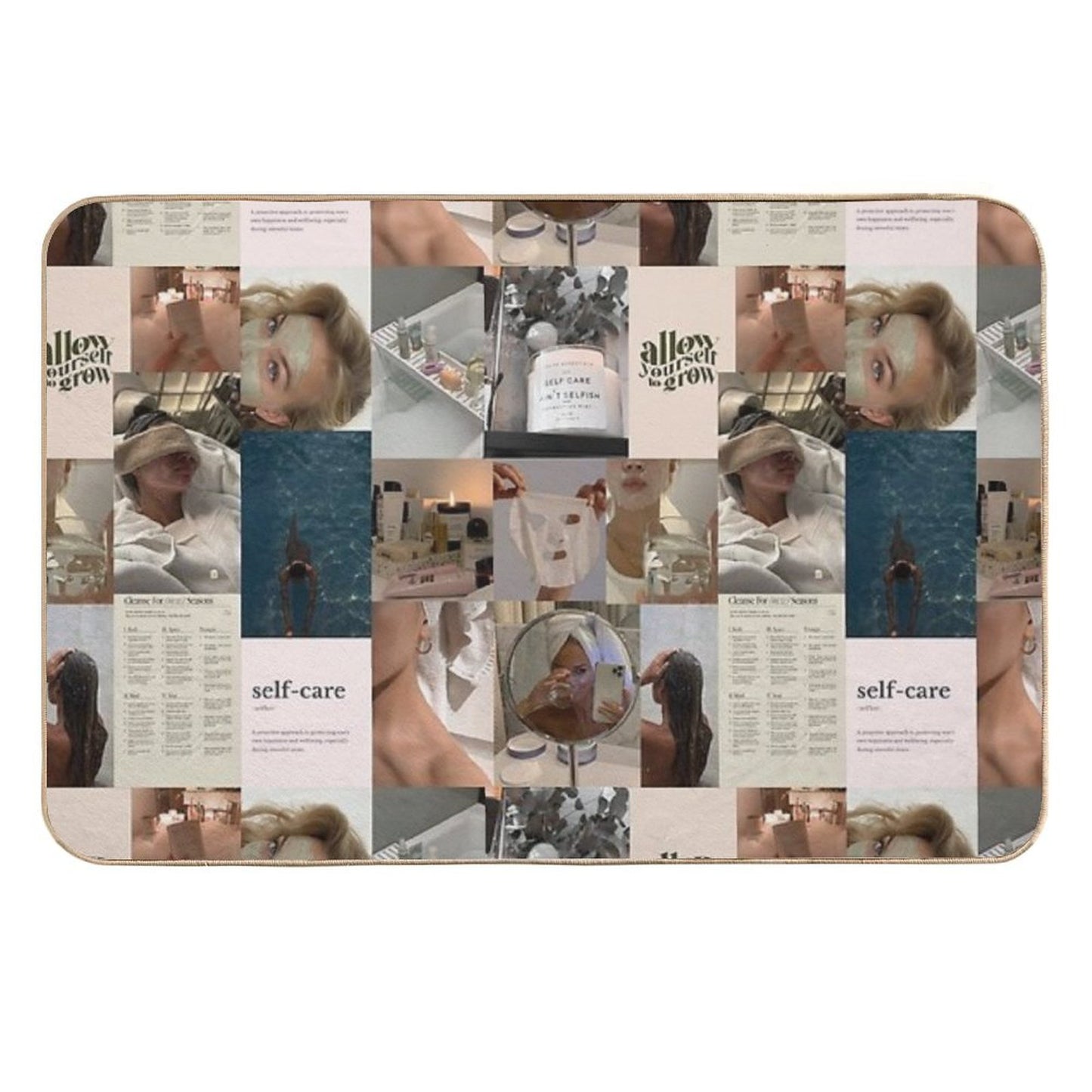 Self Care Aesthetic Collage  Non-Slip Bath Mat
