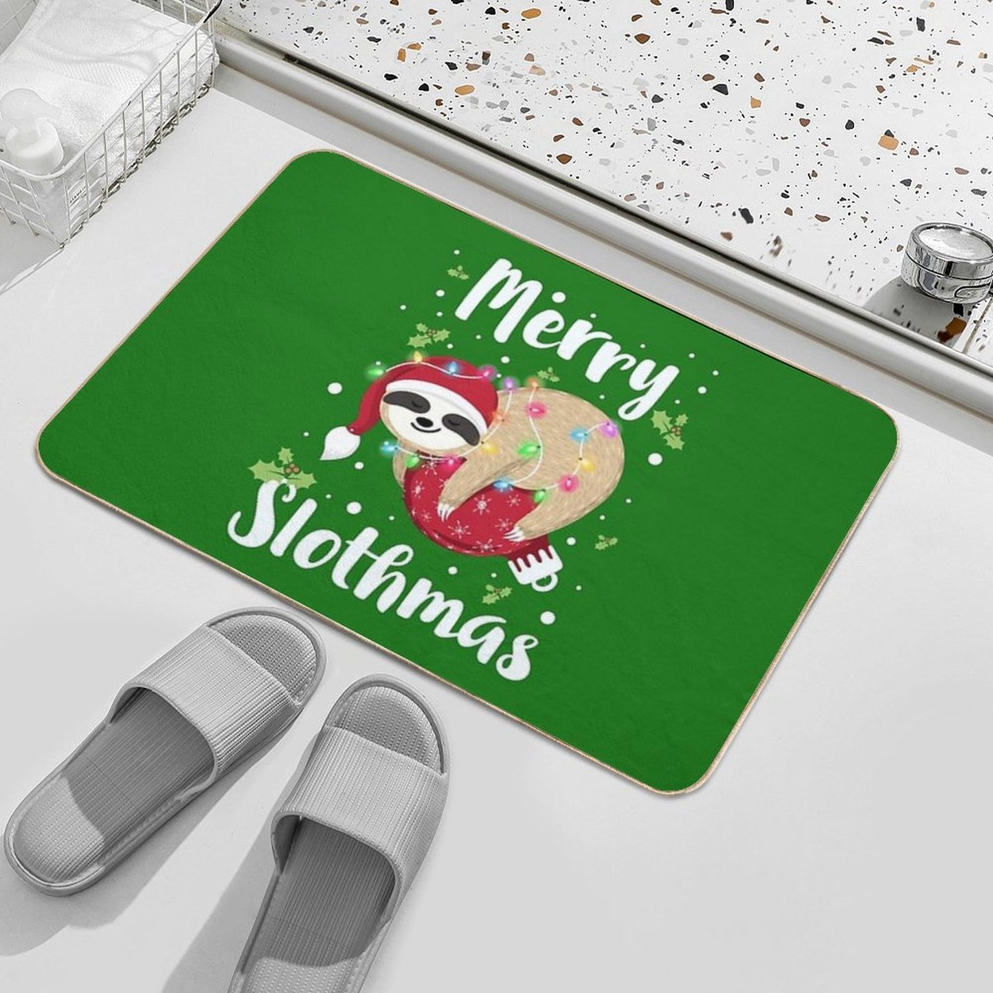 Family Christmas Pajamas, Christmas Pajamas, Matching Family Christmas Pajamas, Family Christmas Shirts, Sloth Christmas Shirt,  High-Traffic Bath Mat