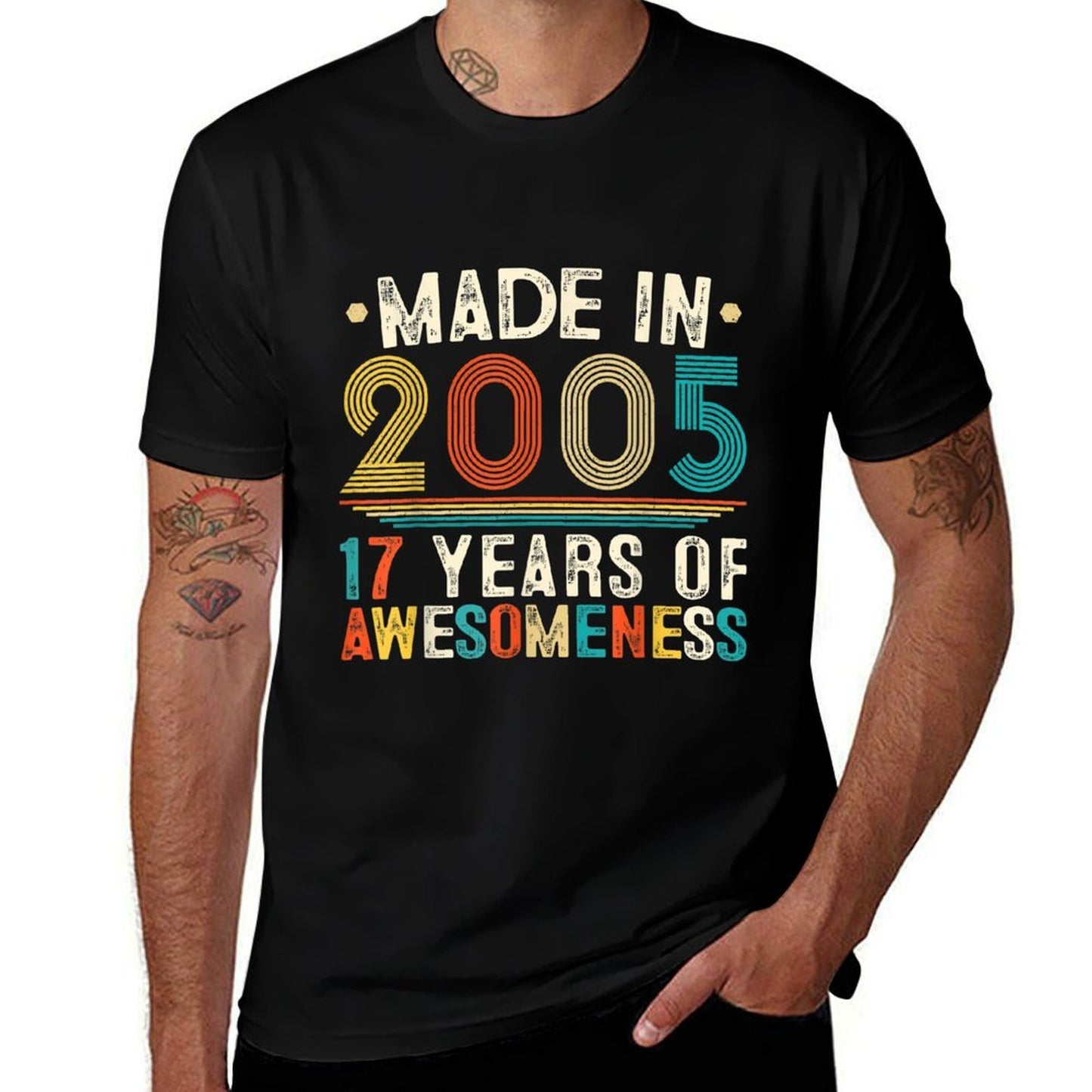 Retro Sunset 17 Years Old Boys Girls Vintage 17th Birthday  Polyester Blend T-Shirt