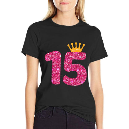 Happy Birthday, Girls 15th Party 15 Years Old Bday  Ribbed Collar T-Shirt