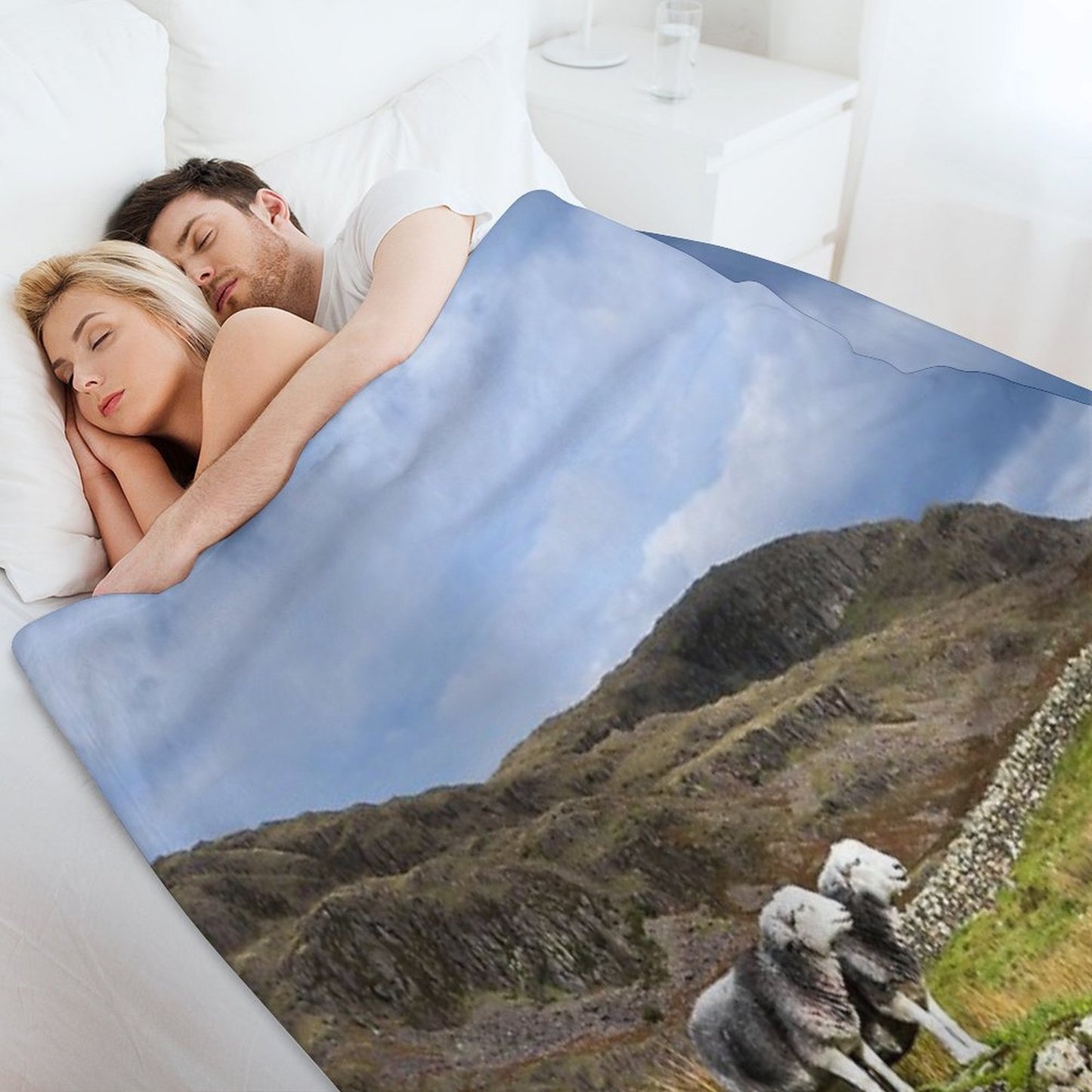 Herdwick Sheep in The Lake District Sustainable Throw Blanket