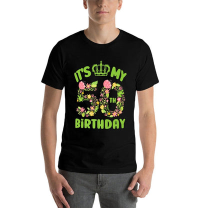 50 Year Old Birthday Flower Birthday Its My 50th Birthday Premium  Versatile T-Shirt