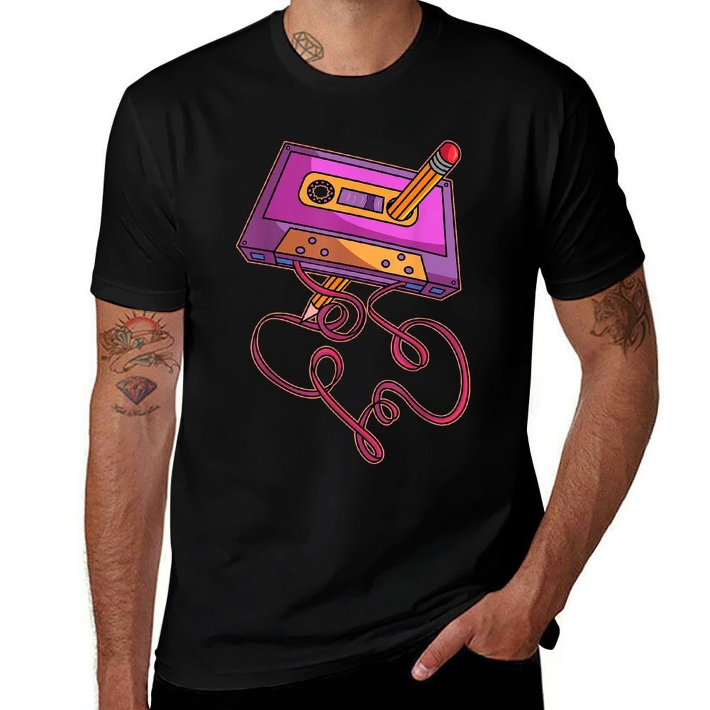 80s Cassette Tape Pencil 1980s Retro Vintage Throwback Music  Affordable Price T-Shirt